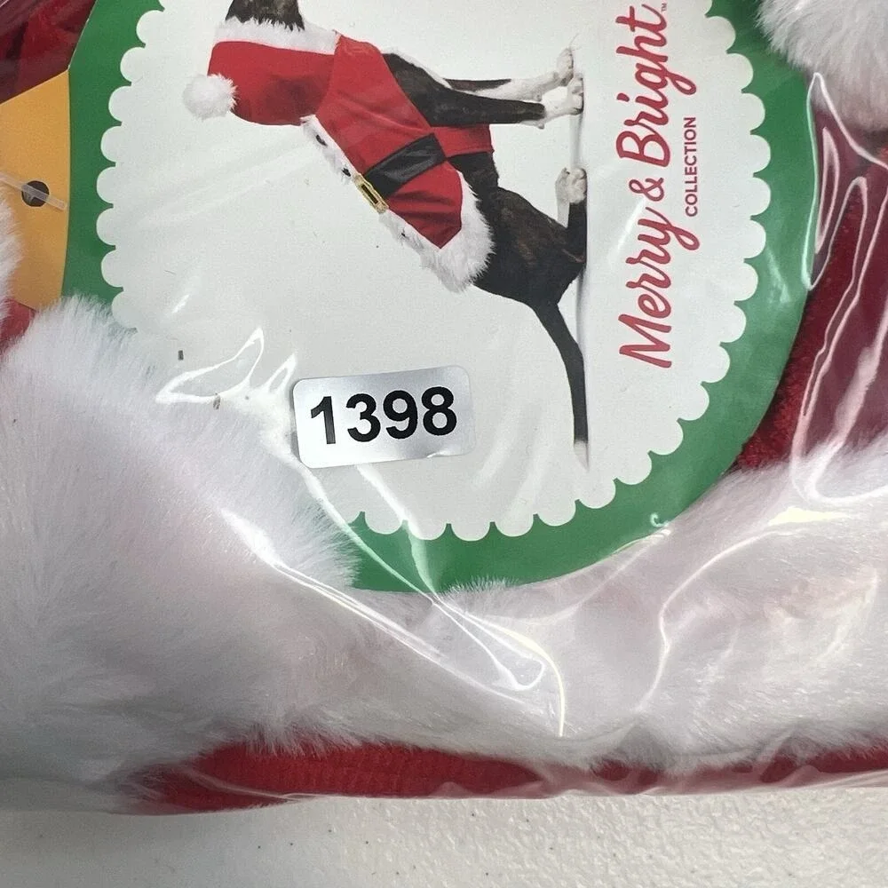 Merry & Bright L Large Christmas Santa Dog Cat Costume Holiday Apparel Hoodie‎
